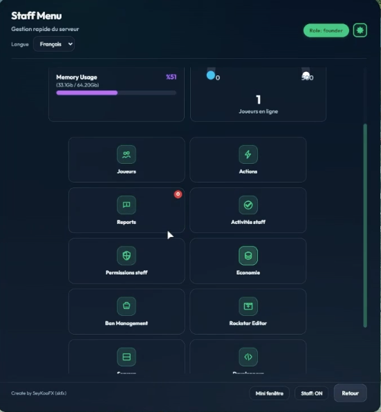 Capture d'écran AdminMenu SeyKooFX